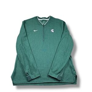 Nike Michigan State Spartans Coaches Sideline 1/4 Zip Jacket Heathered Green Lg